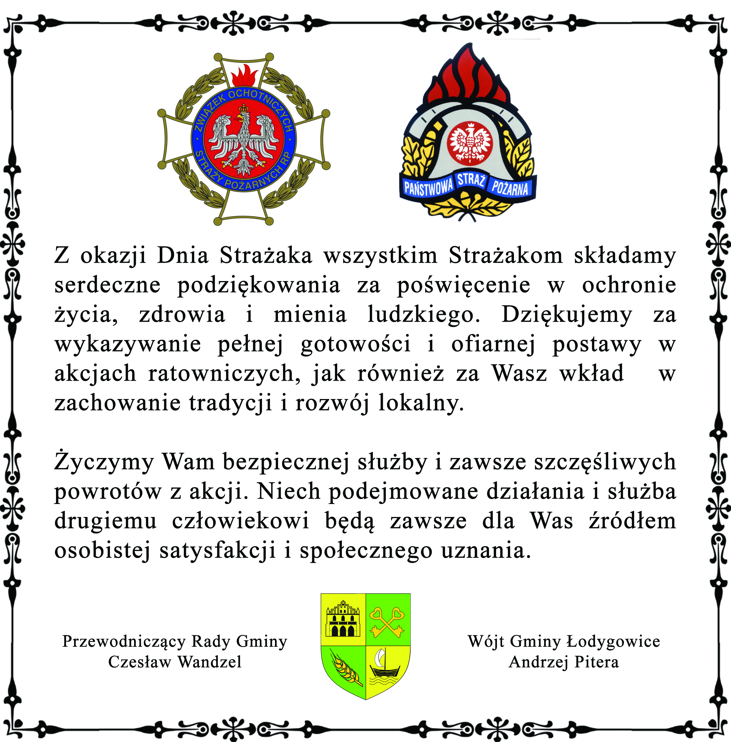 ŻYCZENIA Z OKAZJI DNIA STRAŻAKA