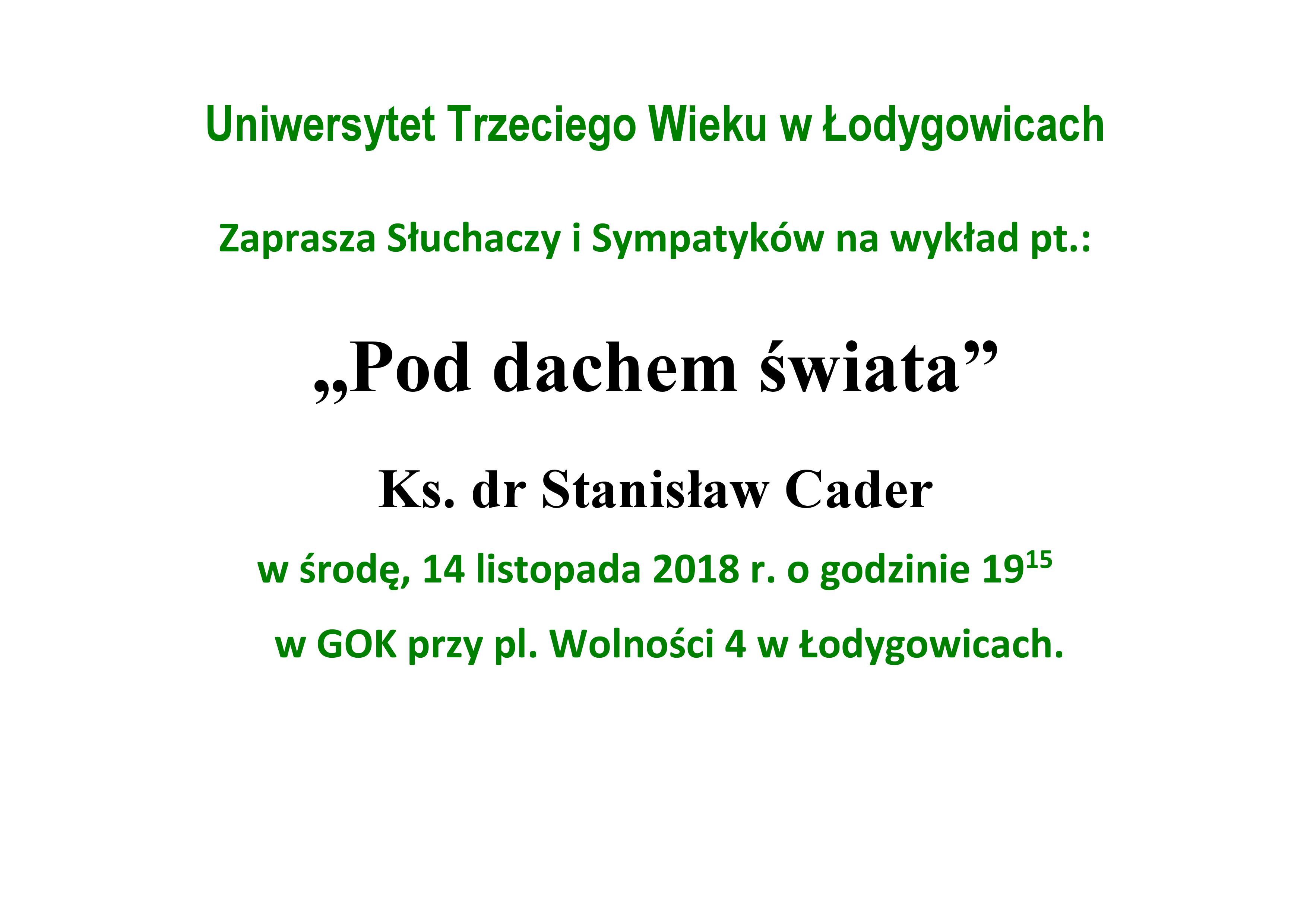 UNIWERSYTET TRZECIEGO WIEKU W ŁODYGOWICACH ZAPRASZA!