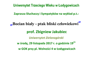 UNIWERSYTET TRZECIEGO WIEKU W ŁODYGOWICACH ZAPRASZA NA WYKŁAD