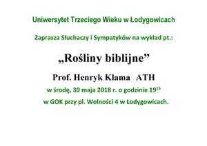 UNIWERSYTET TRZECIEGO WIEKU ZAPRASZA 30 MAJA NA GODZ. 19:15